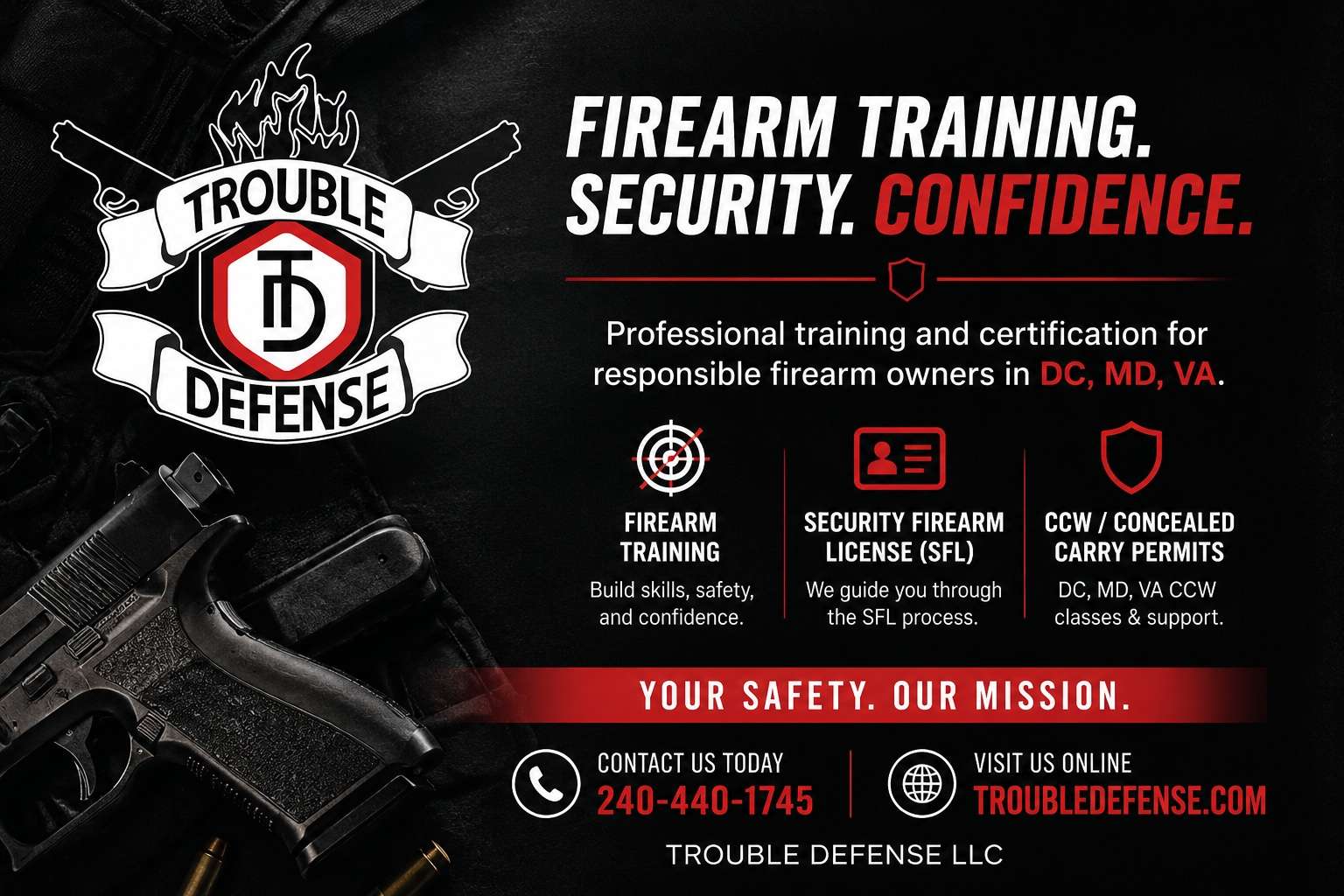 trouble defense security firearm training